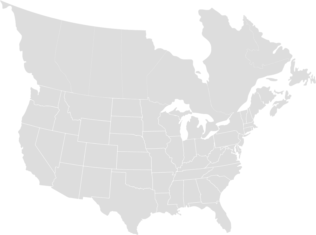 gray map of the united states and canada